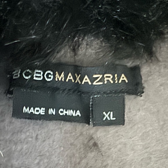 BCBGMAXAZRIA  Y2K  Gray Long Hooded Sweatshirt Full  Zip Bedazzled  Faux Fur XL - Picture 14 of 14